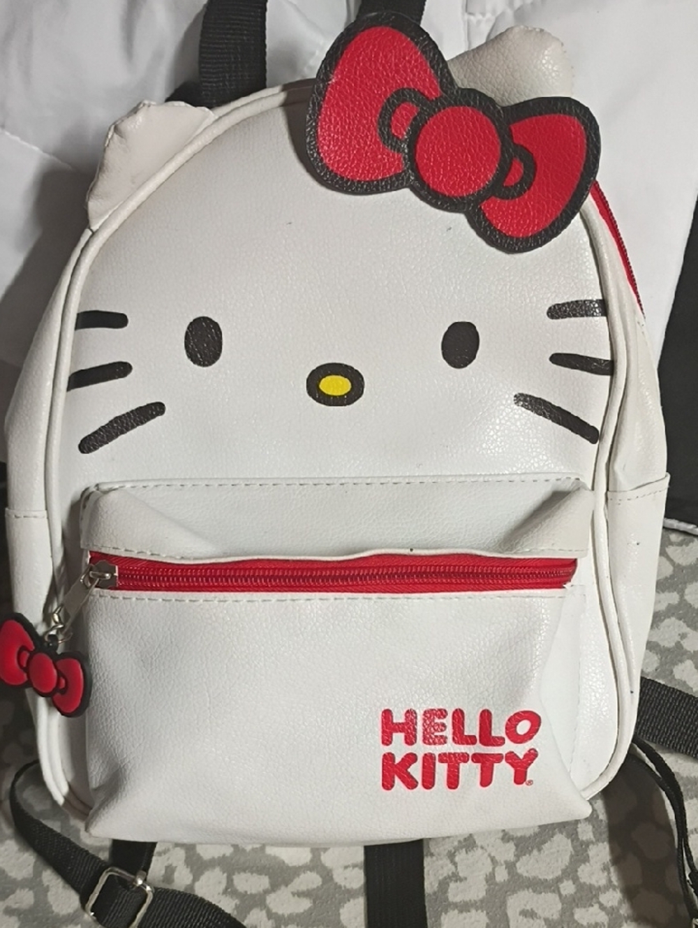 Hello Kitty White & Red Mini Backpack with Yellow Nose Accent